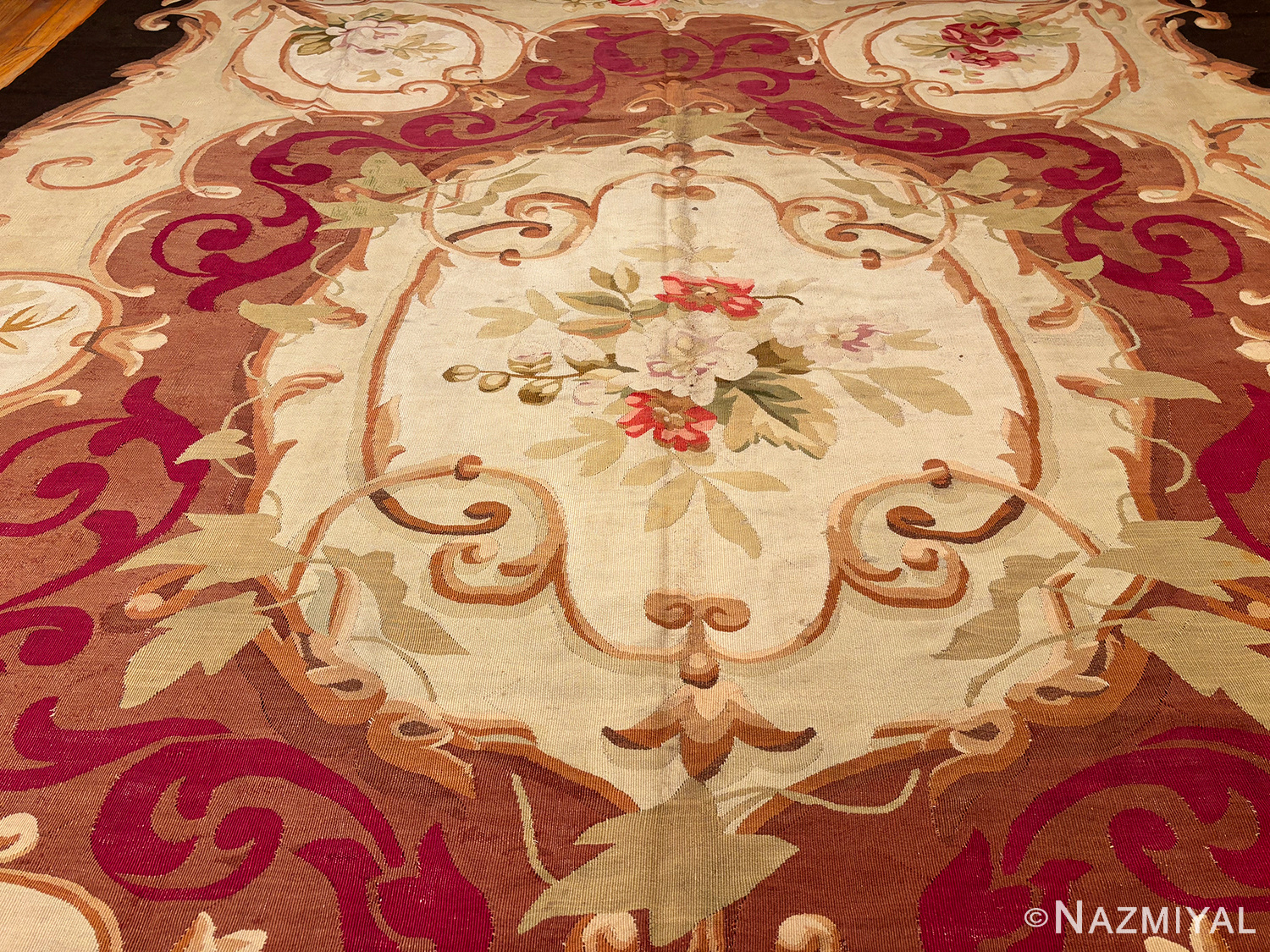 Antique Aubusson Carpet From France 43641 Nazmiyal Antique Rugs