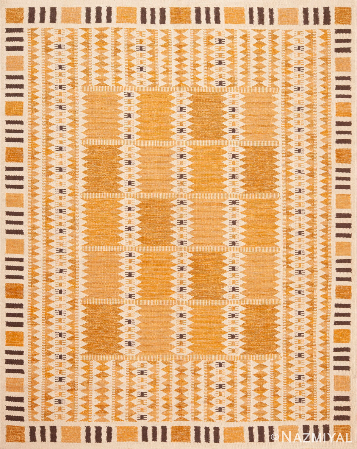 Contemporary Amber Grid Scandinavian Style Kilim Rug 73884 by Nazmiyal Antique Rugs