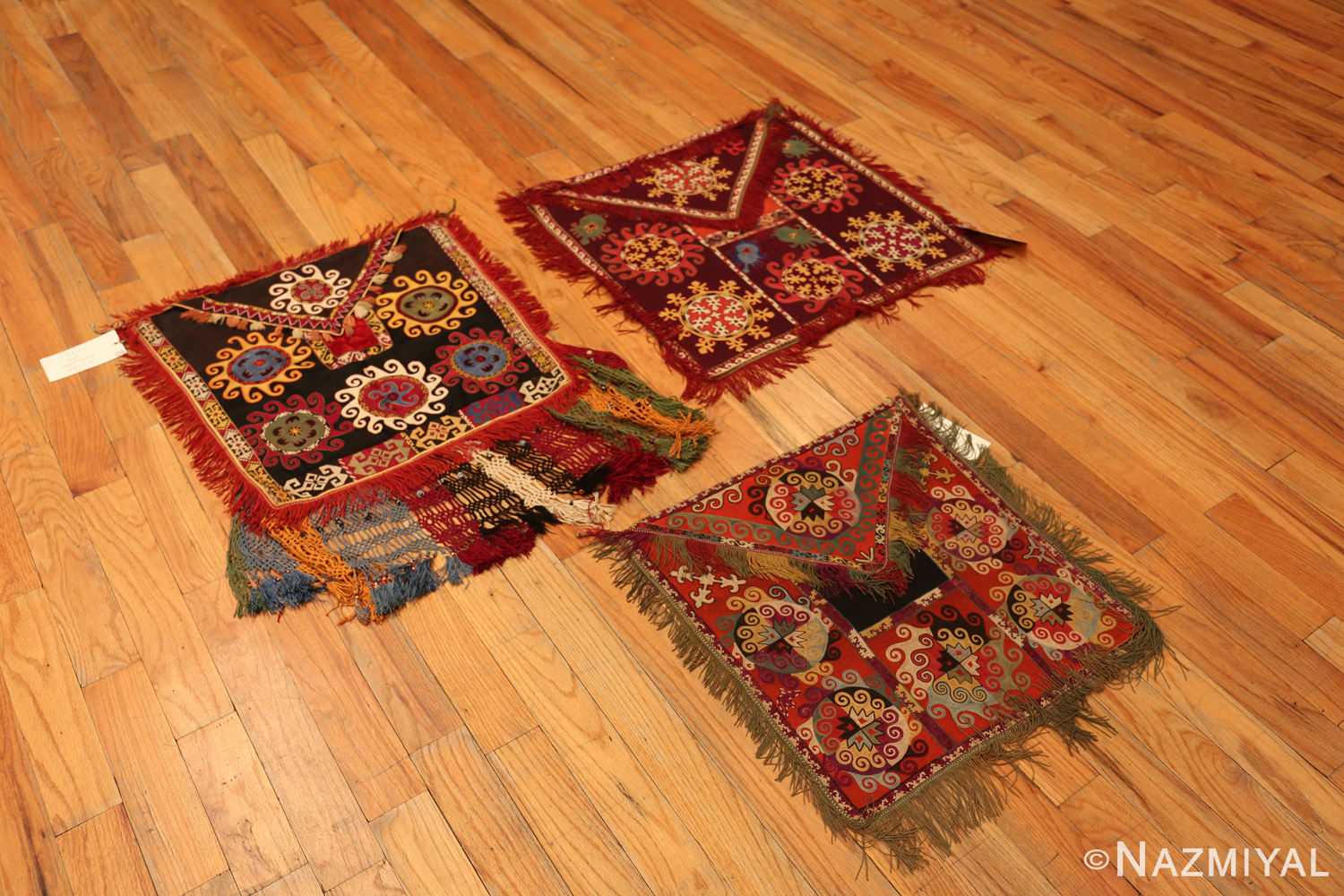 Culturally Rich Antique Uzbek Lakhai Set 73379 Nazmiyal Rugs
