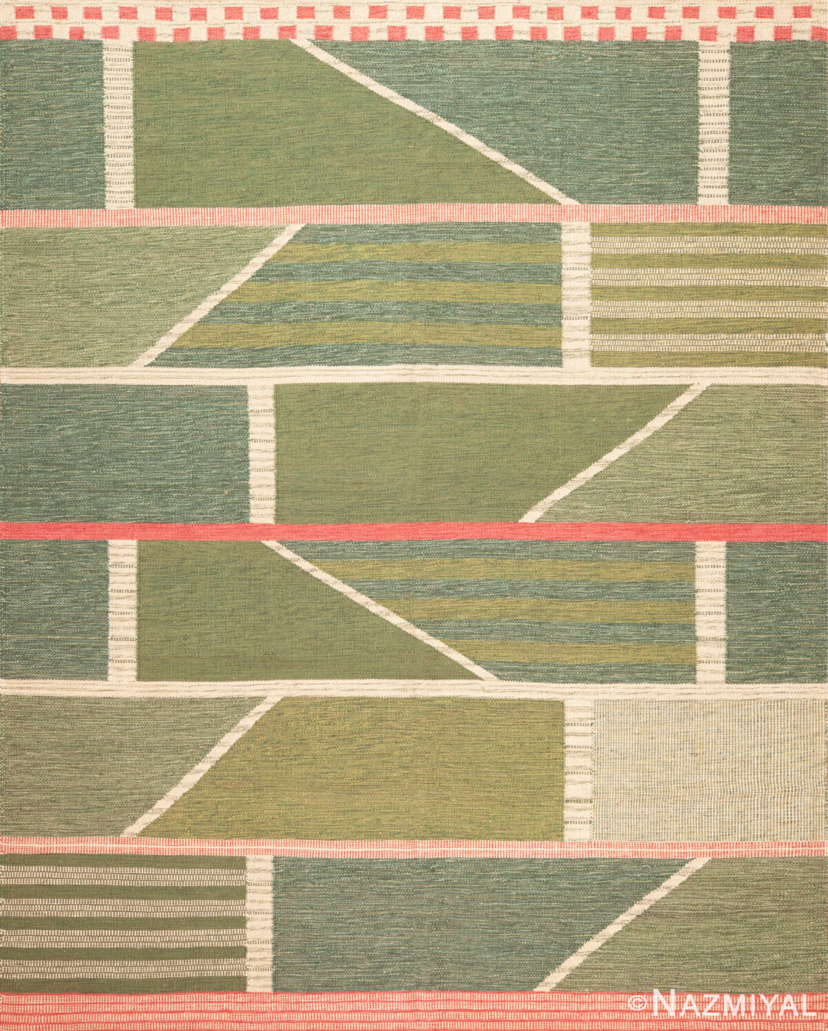 Modern Swedish Inspired Kilim Rug Spring Geometry 73881 by Nazmiyal Collection