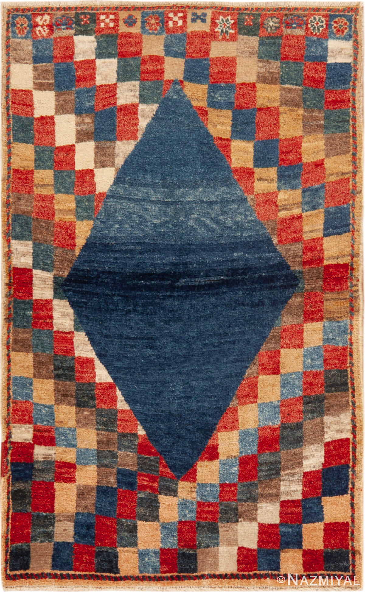 Small Vintage Persian Blue Diamond Gabbeh Rug 73912 by Nazmiyal Collection