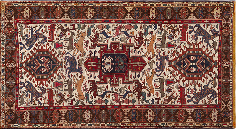 Vintage Caucasian Soumak Rug, c. 20th century, 3 ft 8 in x 6 ft 4 in — Nazmiyal #72465