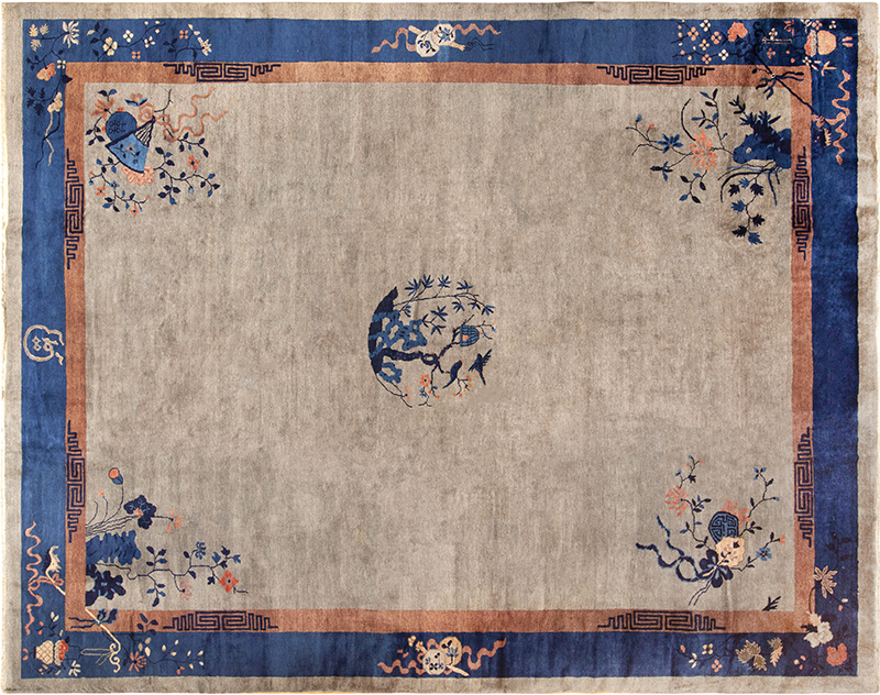 Antique Chinese Art Deco Central Medallion Area Rug 72888