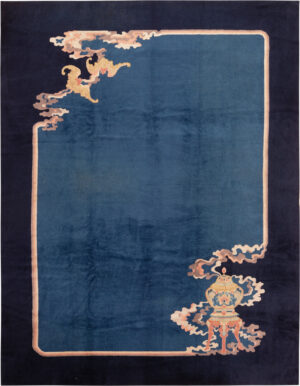 Floral Open Field Antique Chinese Art Deco Rug 72879 Nazmiyal