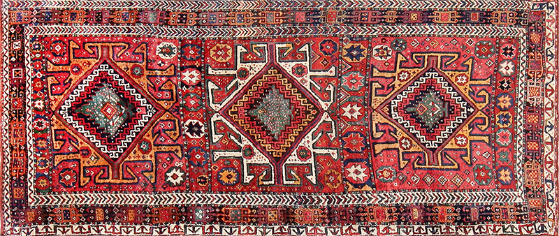 Colorful Eagle Kazak Design Antique Tribal Persian Kurdish Rug 47471