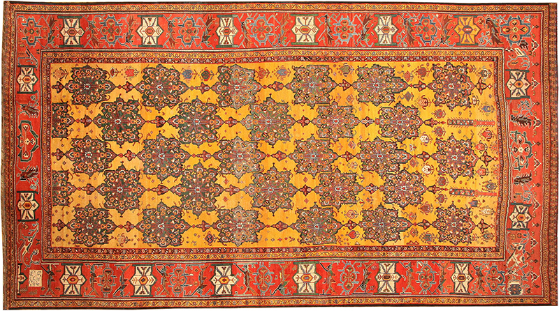 Oversized Antique Gold Background Persian Bakhtiari Rug 43345