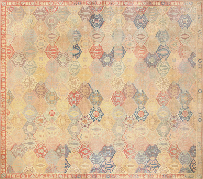 Garden Design Antique Oversized Jewish Israeli Bezalel Carpet 48245