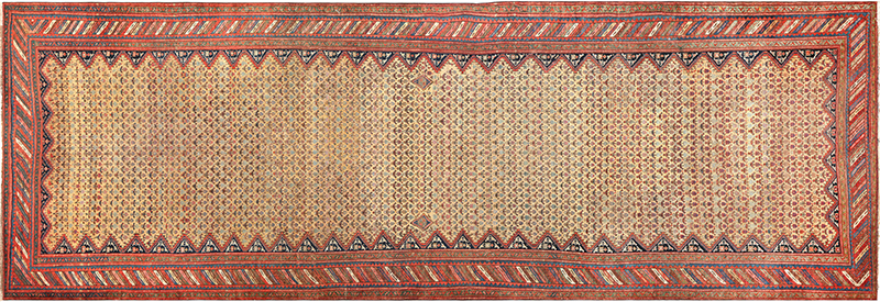 Tribal Antique Persian Kurdish Gallery Size Rug 71998