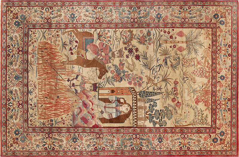 Antique Persian Pictorial Kerman Rug 72858