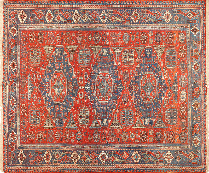 Antique Caucasian Soumak Rug, c. 1900, 8 ft 3 in x 9 ft 7 in — Nazmiyal #49342