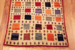 Bottom of Small Vintage Persian Square Grid Gabbeh Rug 73911 by Nazmiyal Rugs