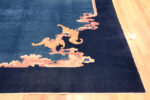 Corner Detail of Antique Chinese Blue Rug Corner Detail of Antique Chinese Blue Rug 73918 by Nazmiyal Rugs