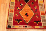 Corner of Small Vintage Persian Red Diamond Gabbeh Rug Corner of Small Vintage Persian Red Diamond Gabbeh Rug 73907 by Nazmiyal Rugs