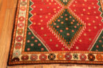 Corner of Feature Vintage Persian Gabbeh Green Diamond Rug Corner of Feature Vintage Persian Gabbeh Green Diamond Rug 73904 by Nazmiyal Rugs