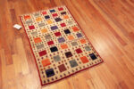 Floor View of Small Vintage Persian Square Grid Gabbeh Rug 73911 by Nazmiyal Rugs