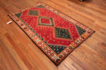 Floor View of Feature Vintage Persian Gabbeh Green Diamond Rug Floor View of Feature Vintage Persian Gabbeh Green Diamond Rug 73904 by Nazmiyal Rugs