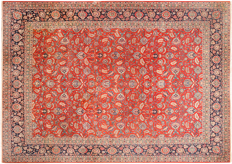 Large Antique Persian Kashan Dabir Rug 70970