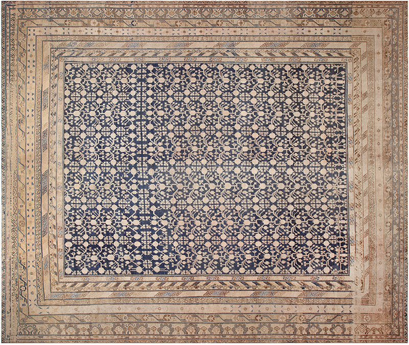 Large Pomegranate Vase Design Antique East Turkestan Khotan Rug 72848