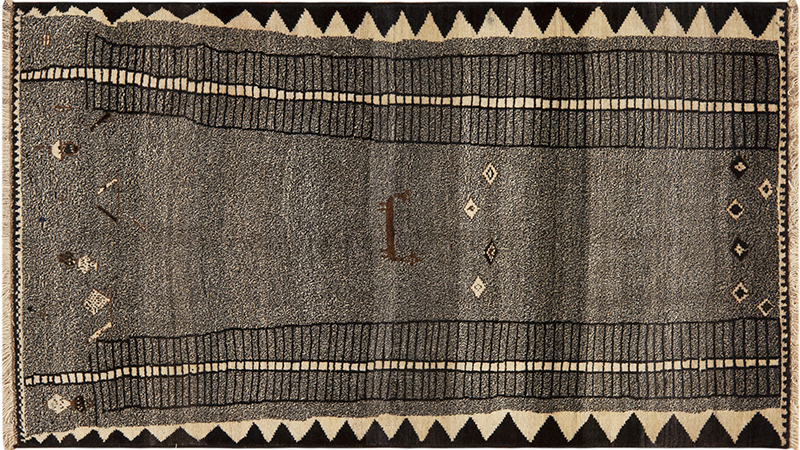 Eclectic Bohemian Flair: Primitive Motifs Vintage Persian Gabbeh Rug 73789