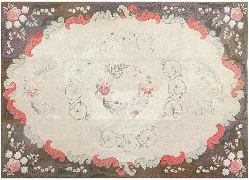 Room Sized Antique American Hooked Rug 50292