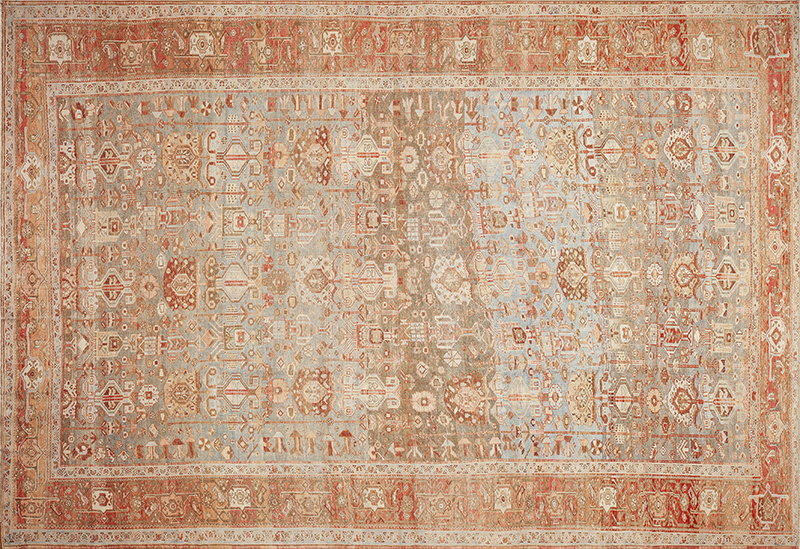 Sun-Washed Grandeur – Vintage Persian Bakhtiari Rug in Light Blue and Terracotta Nazmiyal Collection #73532
