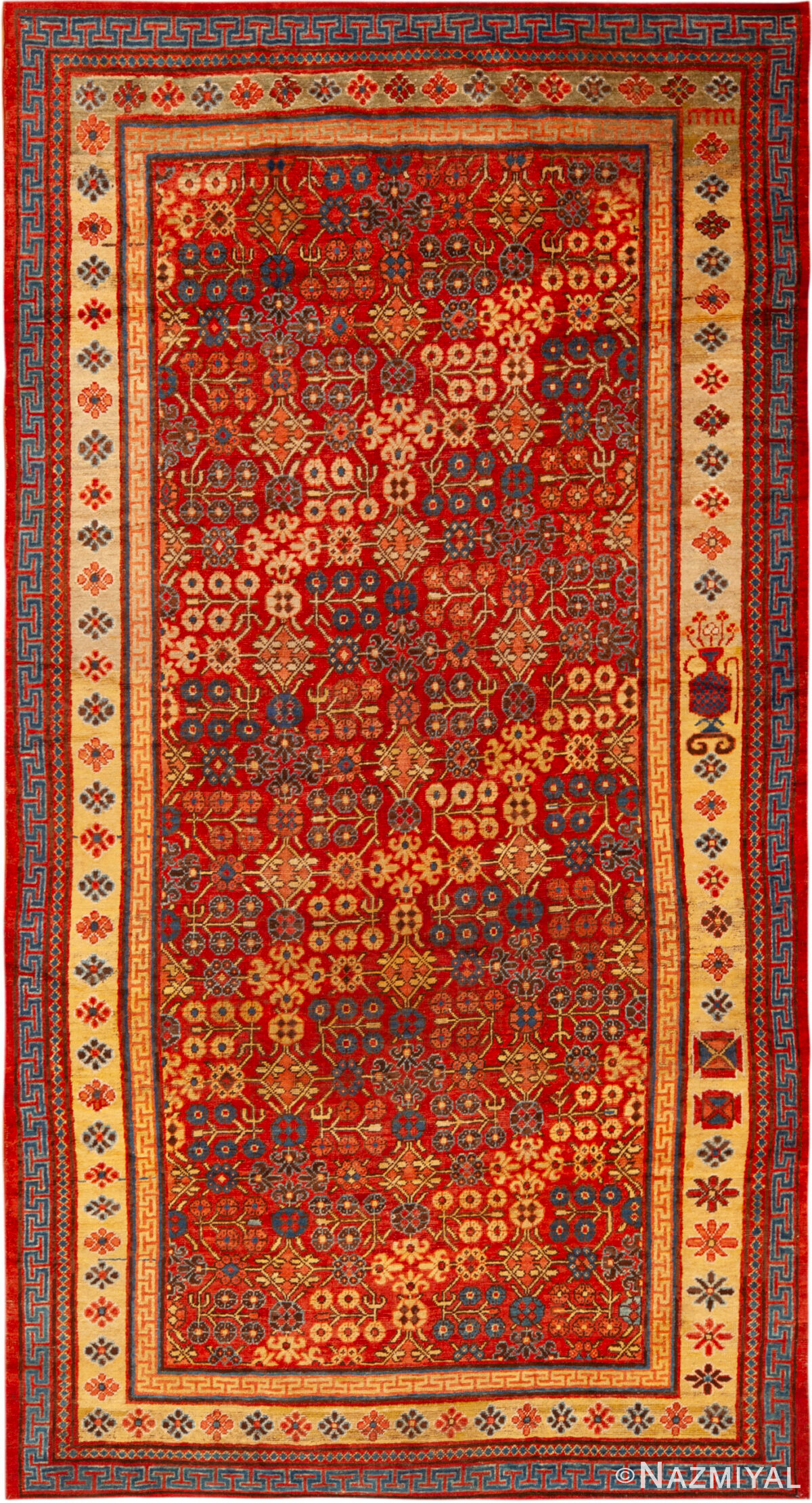 Antique East Turkestan Red Khotan Rug 73927 by Nazmiyal Rugs