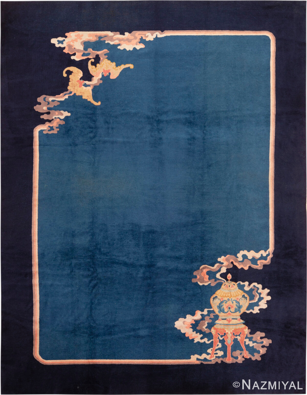Antique Chinese Blue Rug 73918 by Nazmiyal Antique Rugs