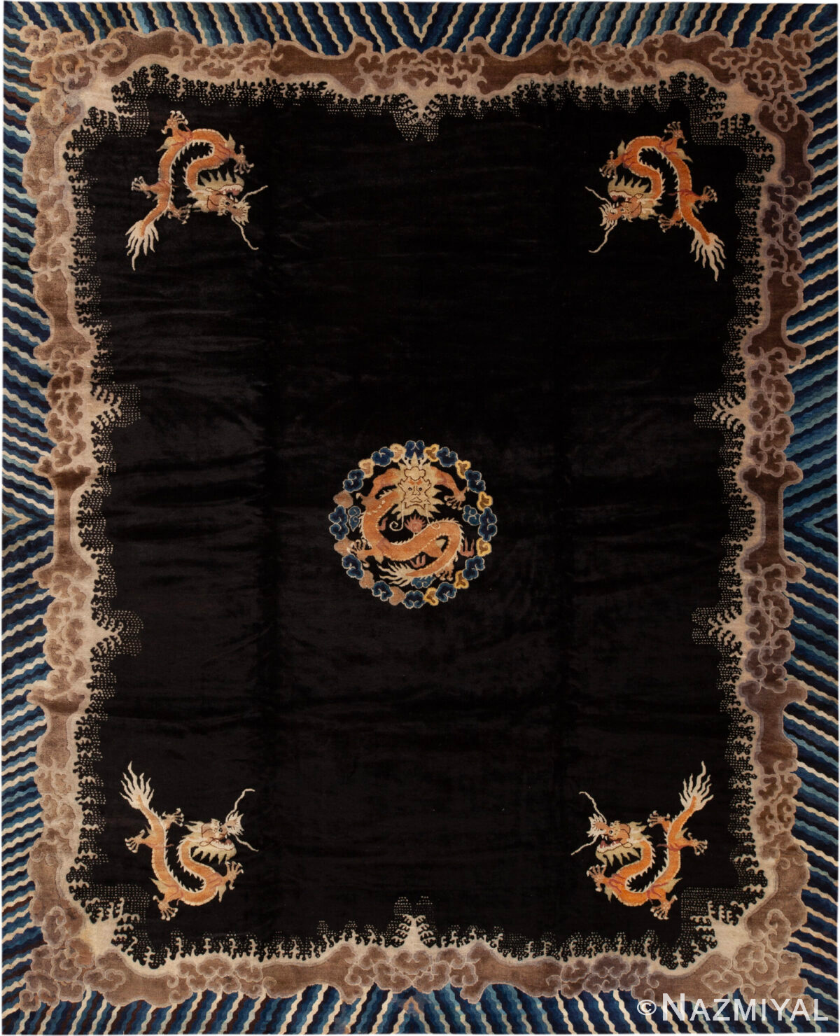 Antique Chinese Dragon Rug 73914 by Nazmiyal Rugs