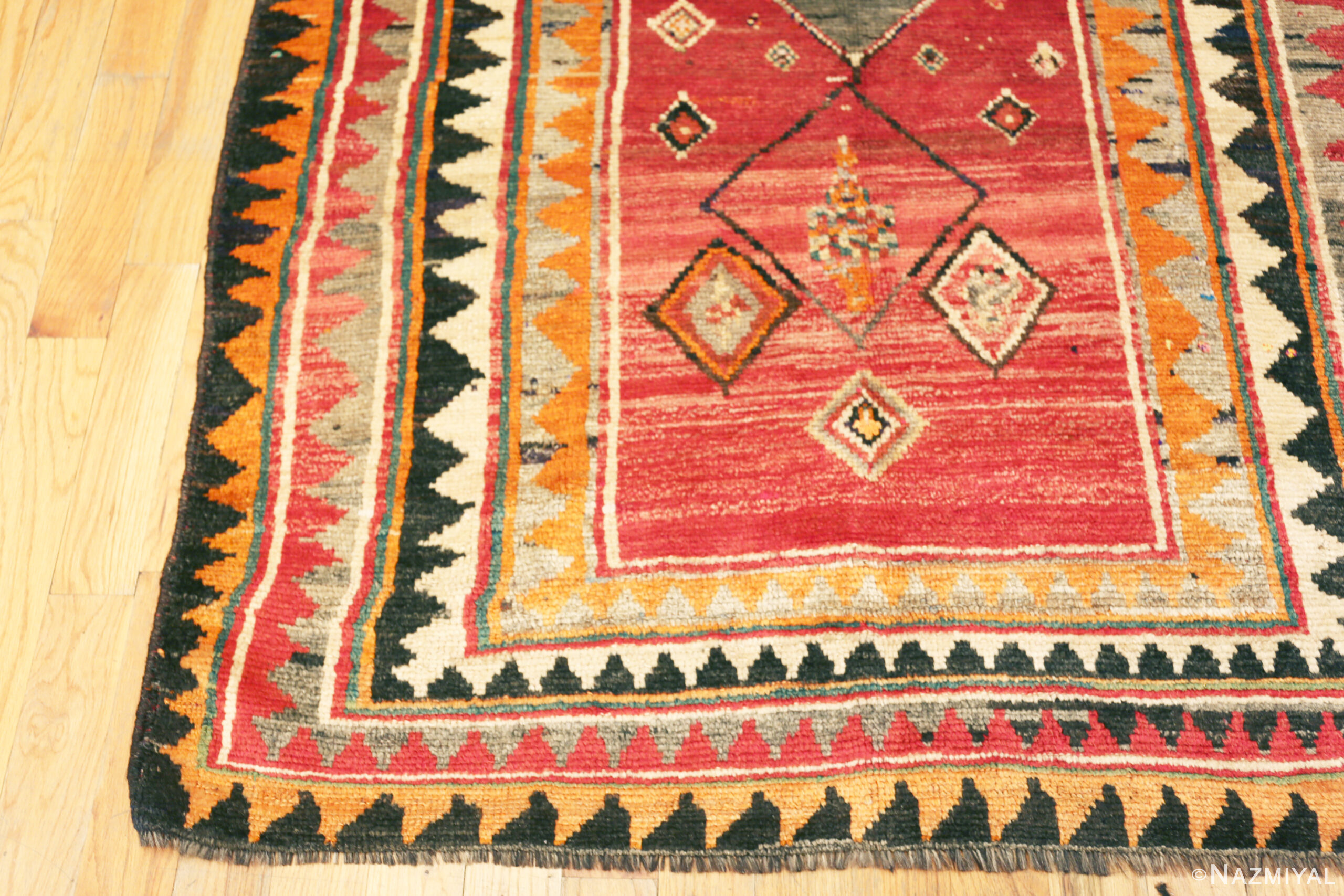 Corner of Vintage Persian Gabbeh Geometric Rug 73899 by Nazmiyal Rugs