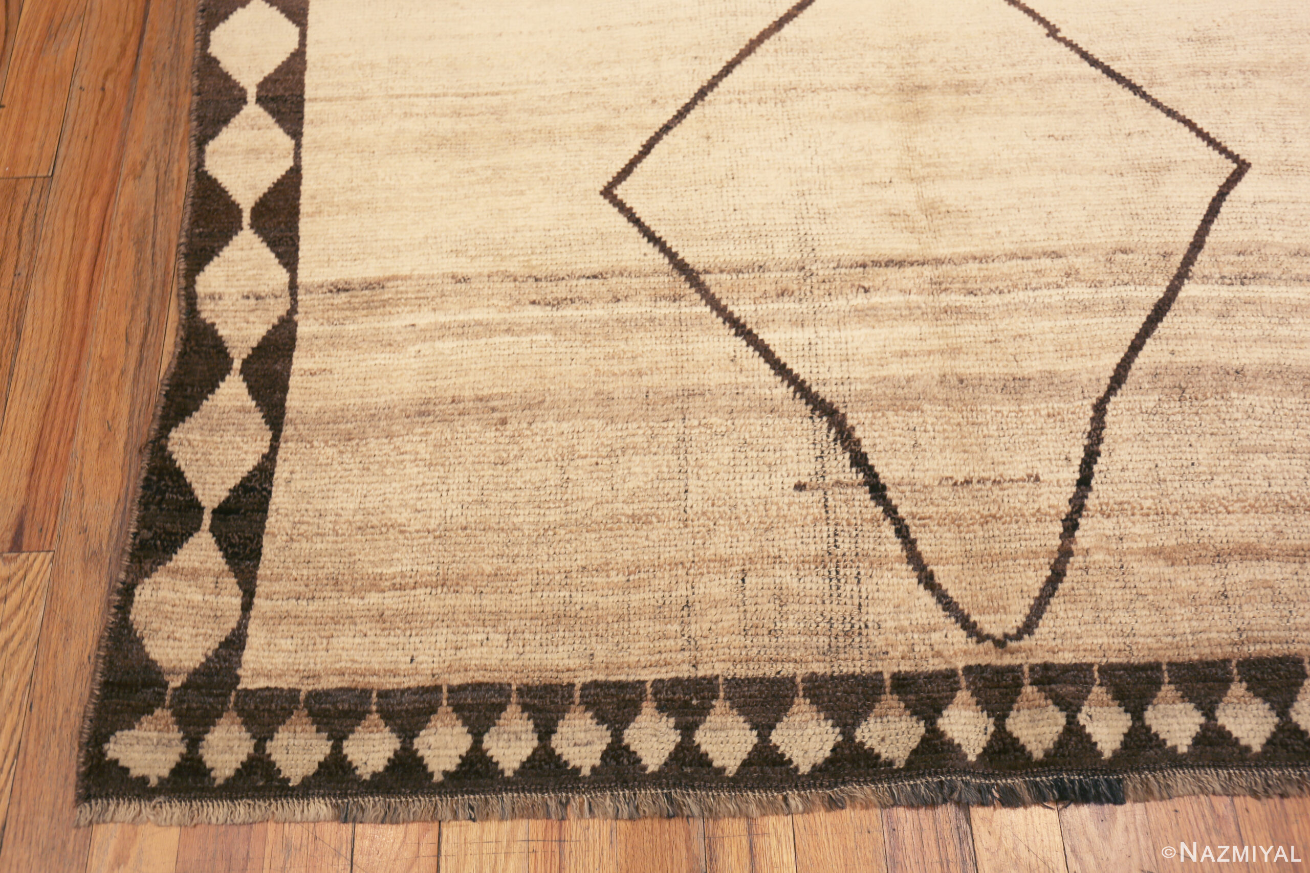 Corner of Vintage Persian Gabbeh Ivory Rug 73898 by Nazmiyal Rugs