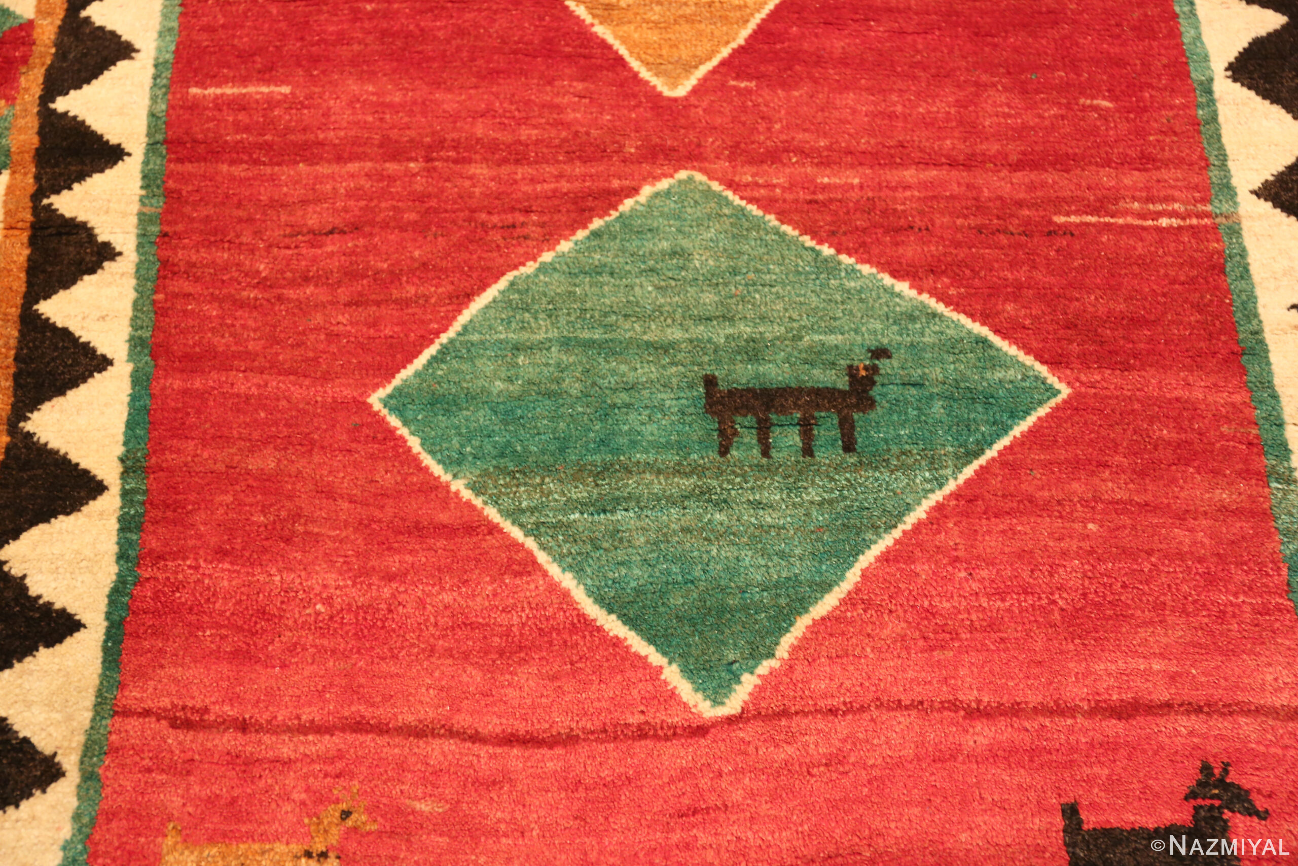 Gabbeh Diamond Pattern Vintage Persian Gabbeh Tribal Rug 73903 by Nazmiyal Rugs