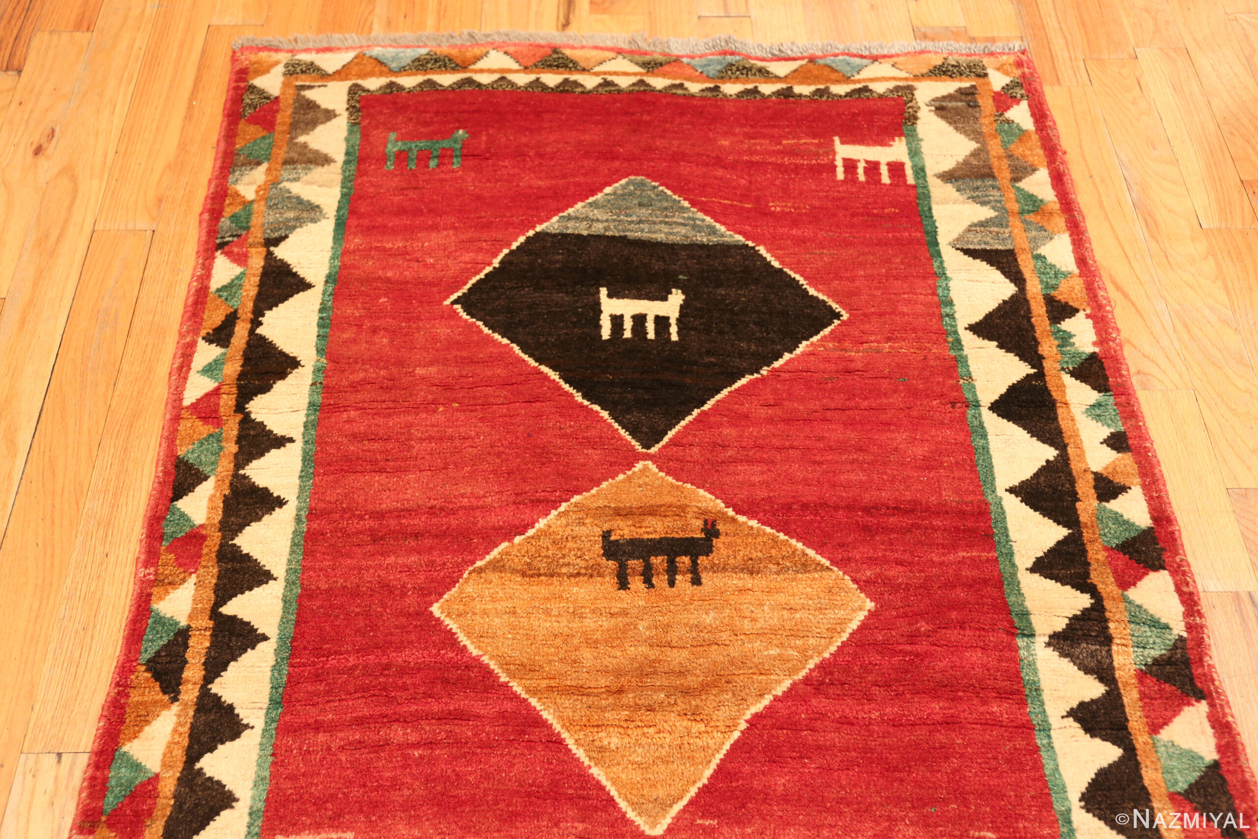 Gabbeh Diamond Pattern Vintage Persian Gabbeh Tribal Rug 73903 by Nazmiyal Rugs