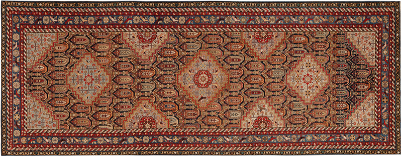 Beautiful Antique Geometric Caucasian Baku Runner Rug 73929