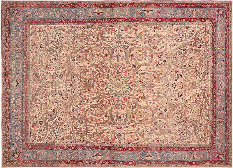 Fine Antique Floral Persian Tehran Animal Design Area Rug 71106