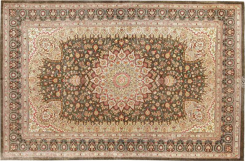 Fine Floral Silk Vintage Persian Qum Rug Nazmiyal Collection #70791