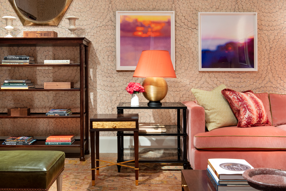 Alexa Hampton Interior with Gold Lamp