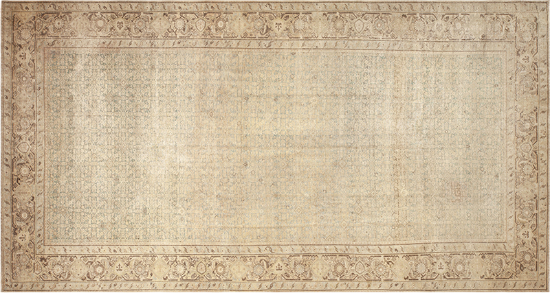 Beautiful Neutral Tone Floral Trim Large Antique Persian Malayer Rug 73819