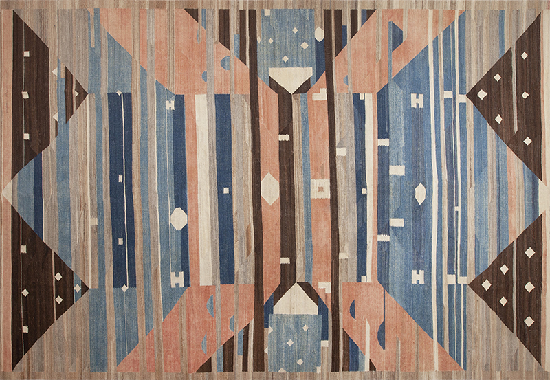 Large Flatweave Geometric Mid Century Modern Design Kilim Area Rug 11810