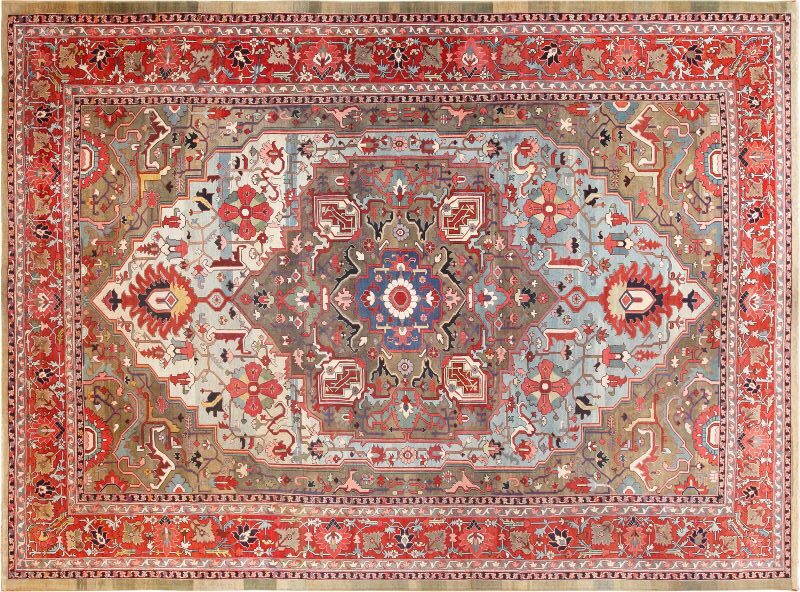 Antique Persian Heriz Serapi Rug, c. 1900, 12 ft 6 in x 17 ft 6 in — Nazmiyal #49993
