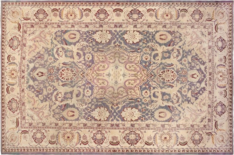 Oversized Purple Antique Indian Agra Area Rug 45976 by Nazmiyal Rugs for Provenance Blog
