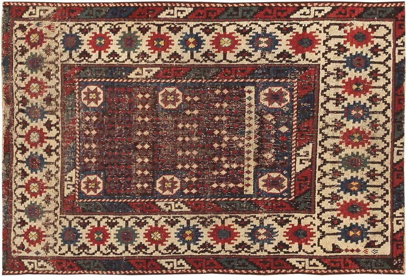 Small Tribal Antique Rustic Caucasian Avar Rug 44636