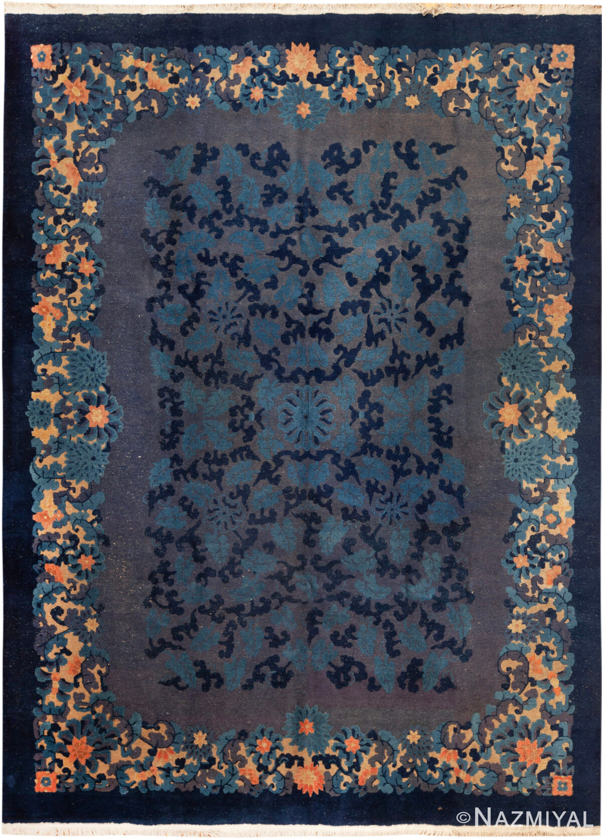Antique Chinese Floral Nichols Style Rug 73920 by Nazmiyal Rugs