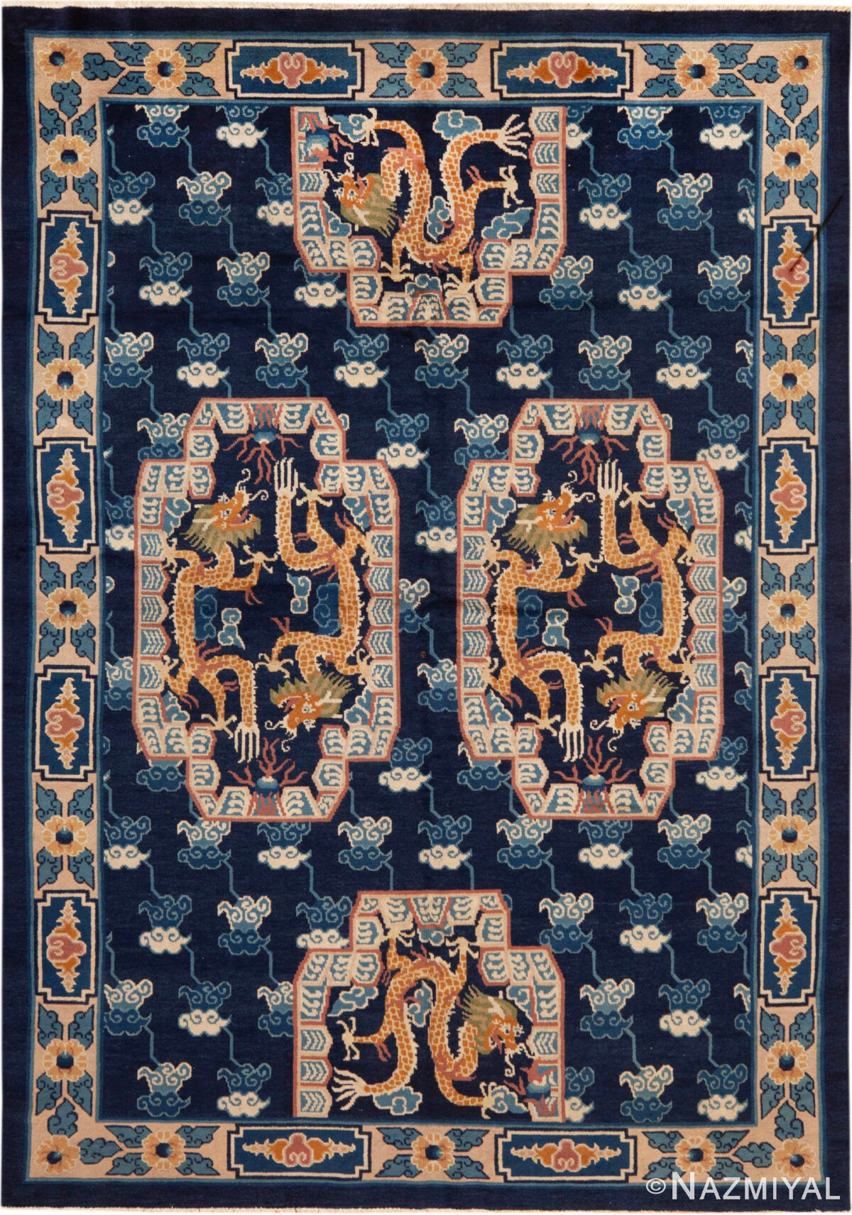 Antique Chinese Peking Dragon Rug 73925 by Nazmiyal Rugs