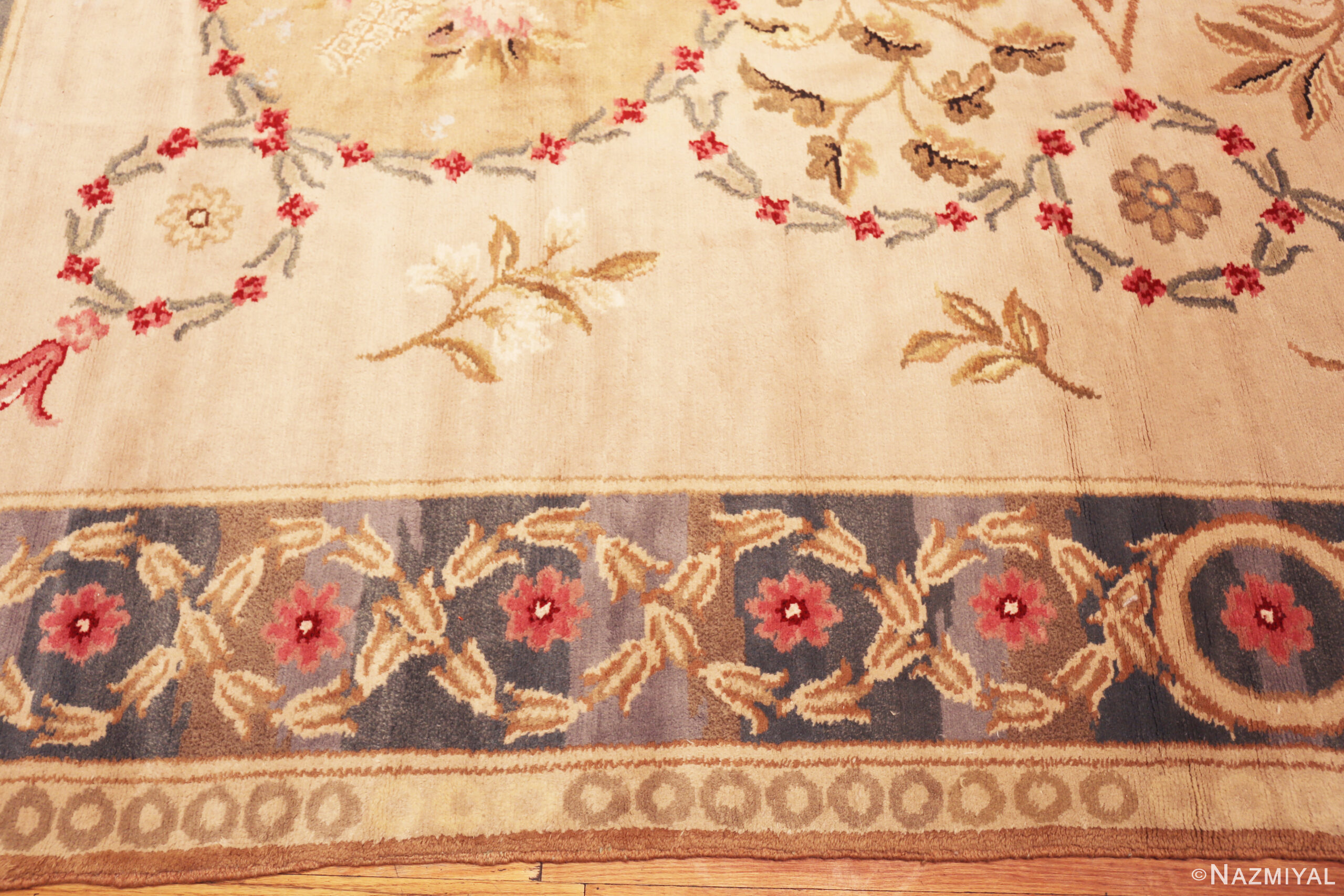 Border of Oversized Vintage European Savonnerie Rug 73952 by Nazmiyal Rugs