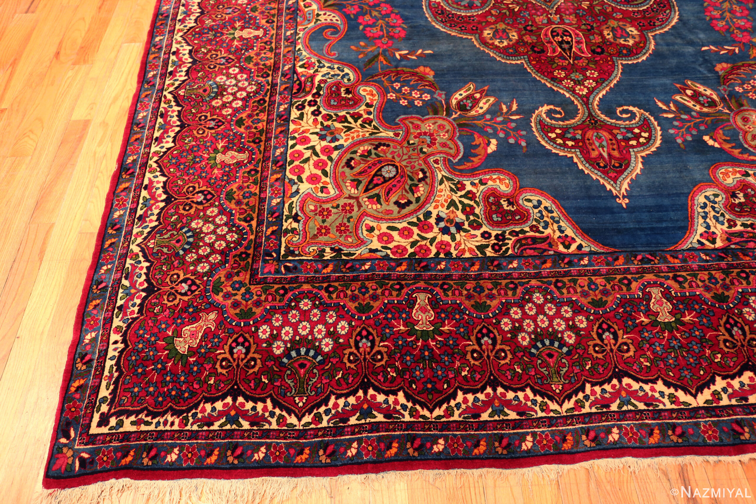Corner of Vintage Persian Floral Kerman Rug 73724 by Nazmiyal Rugs