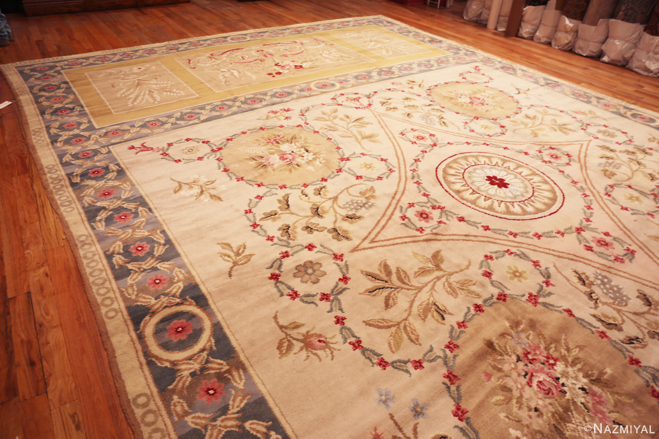 Floor of Oversized Vintage European Savonnerie Rug 73952 by Nazmiyal Rugs