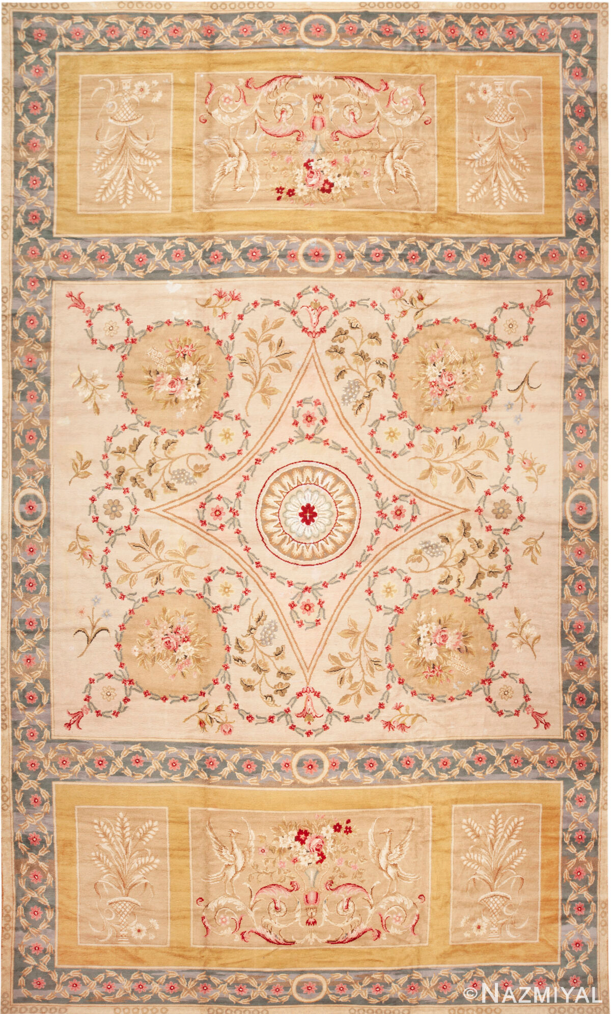 Oversized Vintage European Savonnerie Style Rug 73952 by Nazmiyal Rugs