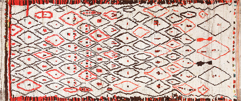 White and Red Vintage Moroccan Carpet 47954 by Nazmiyal