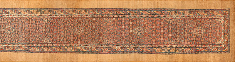 Tribal Geometric Antique Persian Serab Camel Hair Runner Rug 42392