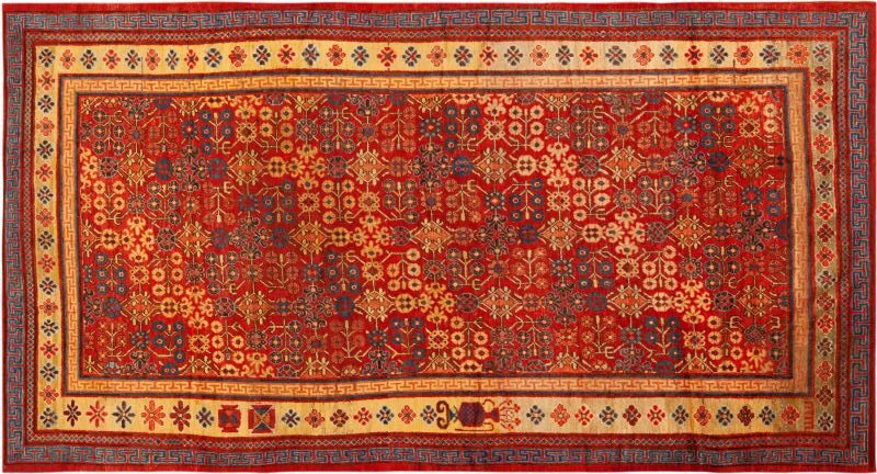 Antique Central Asian Red Khotan Rug 73927 by Nazmiyal Rugs for Blog